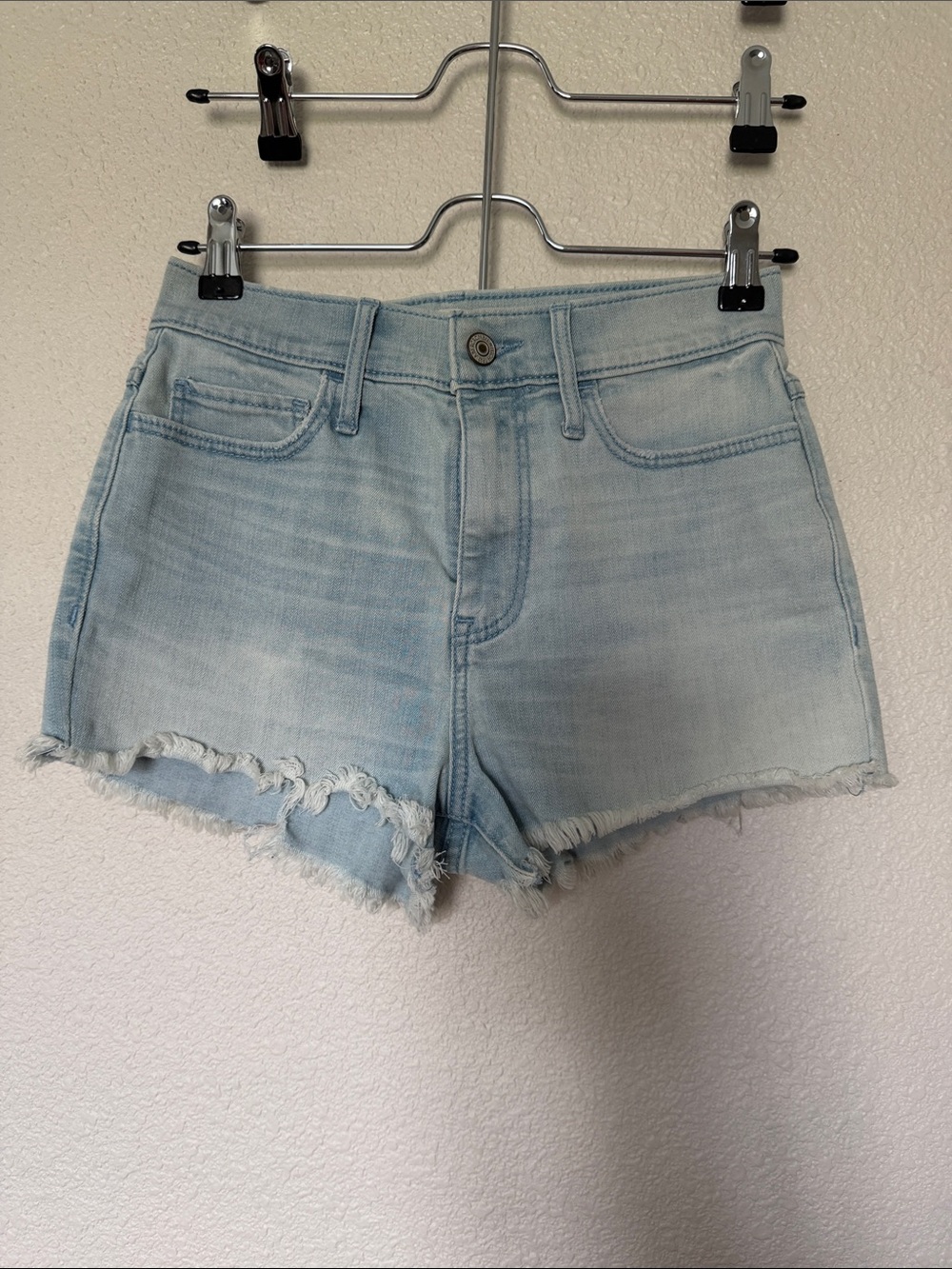 American Eagle Outfitters Light Blue Frayed Hem Denim Shorts